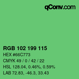 Color code: RGB 102 199 115 | qconv.com