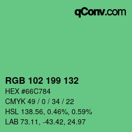 Color code: RGB 102 199 132 | qconv.com