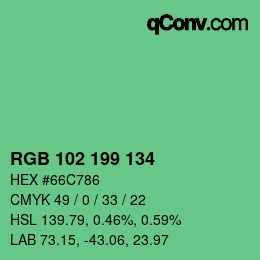 Color code: RGB 102 199 134 | qconv.com
