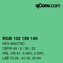 Color code: RGB 102 199 140 | qconv.com