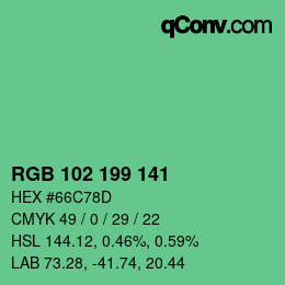 カラーコード: RGB 102 199 141 | qconv.com