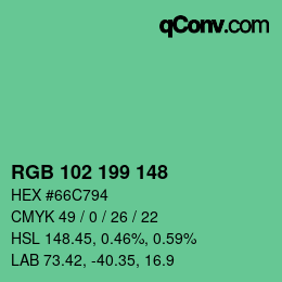 Color code: RGB 102 199 148 | qconv.com