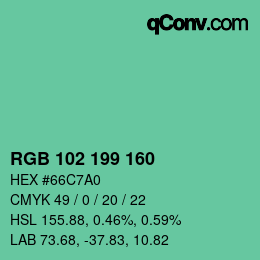 Color code: RGB 102 199 160 | qconv.com