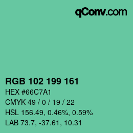 Color code: RGB 102 199 161 | qconv.com