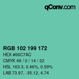 Color code: RGB 102 199 172 | qconv.com