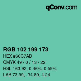 Color code: RGB 102 199 173 | qconv.com
