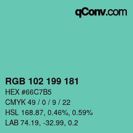 Color code: RGB 102 199 181 | qconv.com
