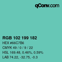 Color code: RGB 102 199 182 | qconv.com