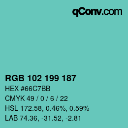 Color code: RGB 102 199 187 | qconv.com