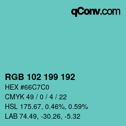 Color code: RGB 102 199 192 | qconv.com