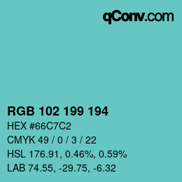 Color code: RGB 102 199 194 | qconv.com