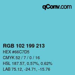 Color code: RGB 102 199 213 | qconv.com