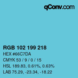 カラーコード: RGB 102 199 218 | qconv.com