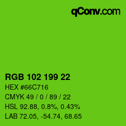 Color code: RGB 102 199 22 | qconv.com