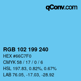 Color code: RGB 102 199 240 | qconv.com