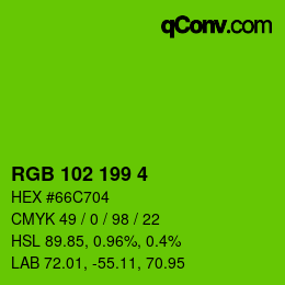 Color code: RGB 102 199 4 | qconv.com