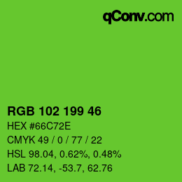 Color code: RGB 102 199 46 | qconv.com