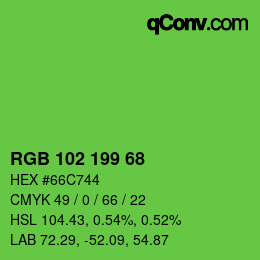 Color code: RGB 102 199 68 | qconv.com