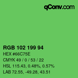 Color code: RGB 102 199 94 | qconv.com