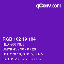Color code: RGB 102 19 184 | qconv.com