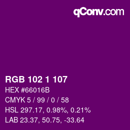 Color code: RGB 102 1 107 | qconv.com