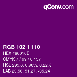 Color code: RGB 102 1 110 | qconv.com