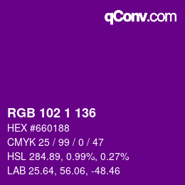 Color code: RGB 102 1 136 | qconv.com
