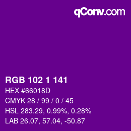 カラーコード: RGB 102 1 141 | qconv.com