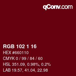 Color code: RGB 102 1 16 | qconv.com