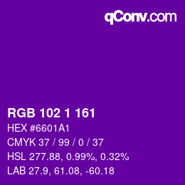 Color code: RGB 102 1 161 | qconv.com