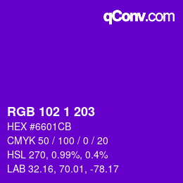 Color code: RGB 102 1 203 | qconv.com