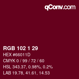 カラーコード: RGB 102 1 29 | qconv.com