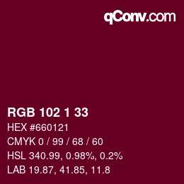 カラーコード: RGB 102 1 33 | qconv.com