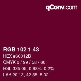 Color code: RGB 102 1 43 | qconv.com