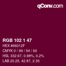 カラーコード: RGB 102 1 47 | qconv.com