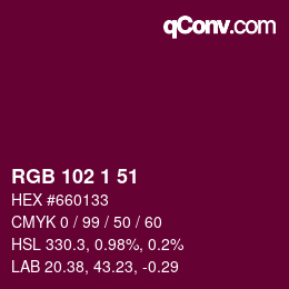 Color code: RGB 102 1 51 | qconv.com