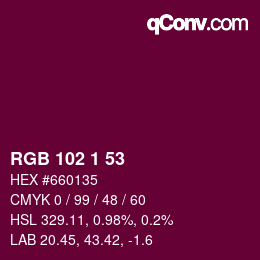 Color code: RGB 102 1 53 | qconv.com