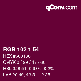 Color code: RGB 102 1 54 | qconv.com