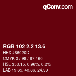 カラーコード: RGB 102 2.2 13.6 | qconv.com