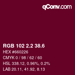 カラーコード: RGB 102 2.2 38.6 | qconv.com