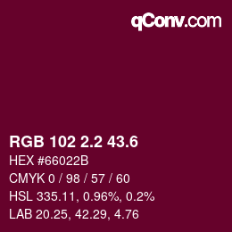 カラーコード: RGB 102 2.2 43.6 | qconv.com