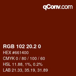 Color code: RGB 102 20.2 0 | qconv.com