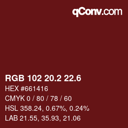 カラーコード: RGB 102 20.2 22.6 | qconv.com
