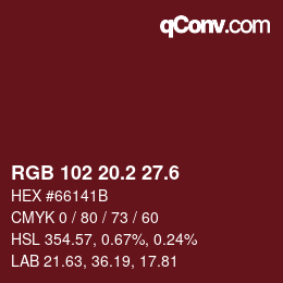 カラーコード: RGB 102 20.2 27.6 | qconv.com