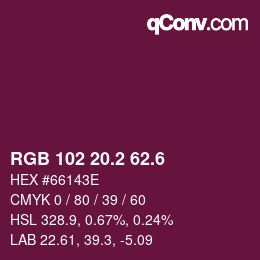 カラーコード: RGB 102 20.2 62.6 | qconv.com