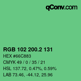 カラーコード: RGB 102 200.2 131 | qconv.com