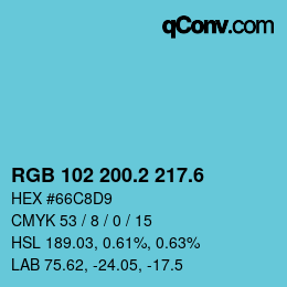カラーコード: RGB 102 200.2 217.6 | qconv.com