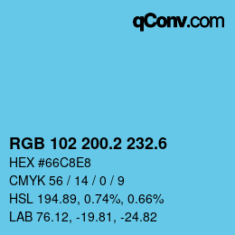 カラーコード: RGB 102 200.2 232.6 | qconv.com