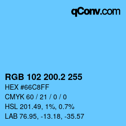 カラーコード: RGB 102 200.2 255 | qconv.com