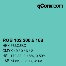 カラーコード: RGB 102 200.6 188 | qconv.com